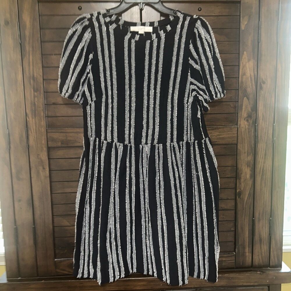 LOFT Dress Small Petite Navy And White. Comfy, Stretchy, Classic, Preppy, Career